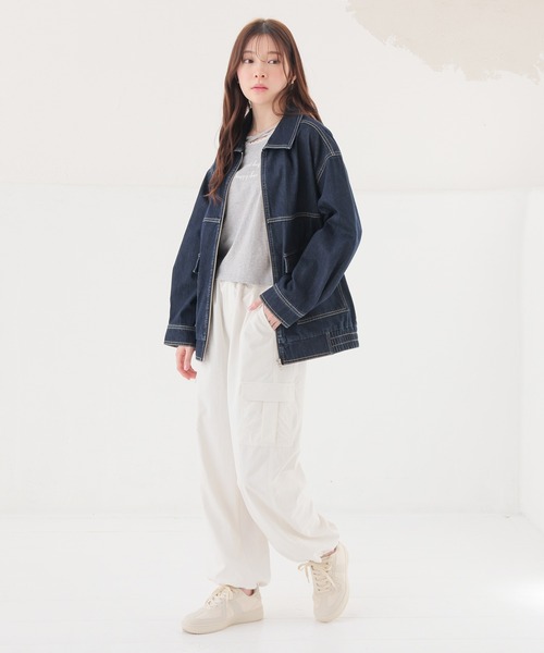 Honeys（ハニーズ）の「ゆるＧジャン（デニムジャケット・レディース・グレー/インディゴブルー/ブルー系その他・L/LL/M）」の14枚目の写真