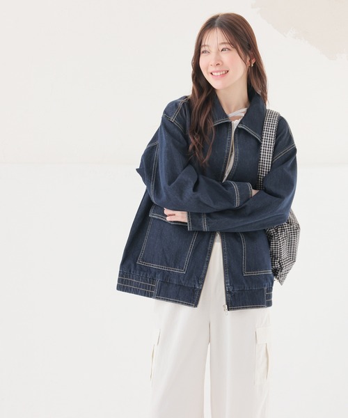 Honeys（ハニーズ）の「ゆるＧジャン（デニムジャケット・レディース・グレー/インディゴブルー/ブルー系その他・L/LL/M）」の15枚目の写真