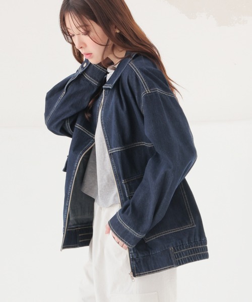 Honeys（ハニーズ）の「ゆるＧジャン（デニムジャケット・レディース・グレー/インディゴブルー/ブルー系その他・L/LL/M）」の16枚目の写真