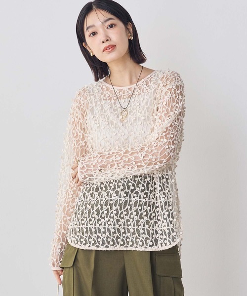Gready Brilliant(グレディブリリアン)の「ドット刺繍レースクルー(シャツ/ブラウス・レディース・アイボリー/ブラック・FREE)」の7枚目の写真