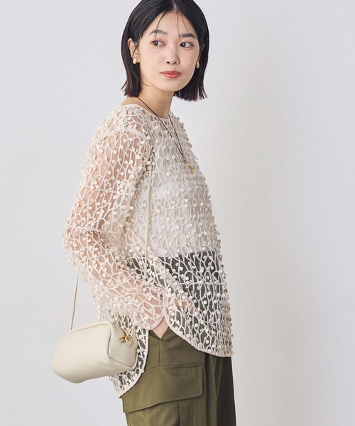 Gready Brilliant(グレディブリリアン)の「ドット刺繍レースクルー(シャツ/ブラウス・レディース・アイボリー/ブラック・FREE)」の8枚目の写真