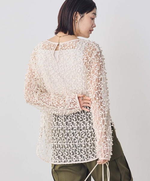 Gready Brilliant(グレディブリリアン)の「ドット刺繍レースクルー(シャツ/ブラウス・レディース・アイボリー/ブラック・FREE)」の9枚目の写真