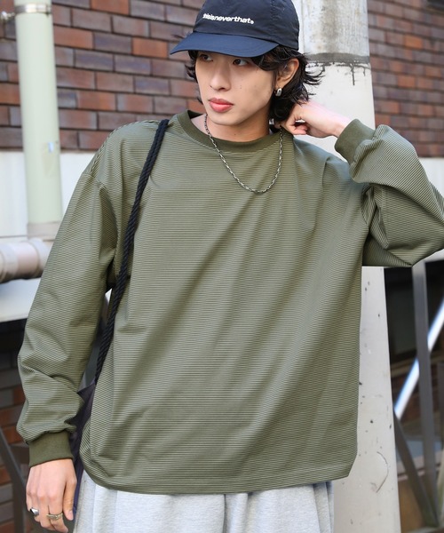 NAKER(ネイカー)の「細ピッチボーダーロンT(Tシャツ/カットソー・メンズ・ブルー/ブラック/カーキ・S/M/L/XL)」の2枚目の写真