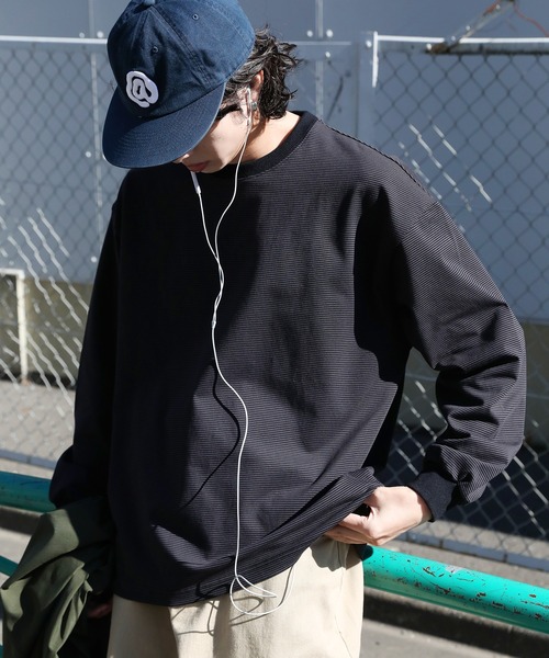 NAKER(ネイカー)の「細ピッチボーダーロンT(Tシャツ/カットソー・メンズ・ブルー/ブラック/カーキ・S/M/L/XL)」の7枚目の写真