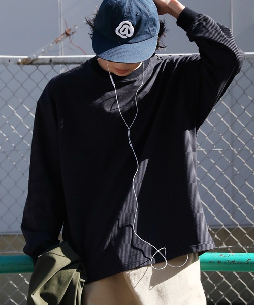 NAKER(ネイカー)の「細ピッチボーダーロンT(Tシャツ/カットソー・メンズ・ブルー/ブラック/カーキ・S/M/L/XL)」の8枚目の写真