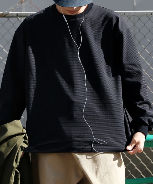 NAKER(ネイカー)の「細ピッチボーダーロンT(Tシャツ/カットソー・メンズ・ブルー/ブラック/カーキ・S/M/L/XL)」の6枚目の写真