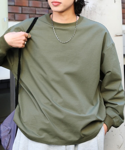 NAKER(ネイカー)の「細ピッチボーダーロンT(Tシャツ/カットソー・メンズ・ブルー/ブラック/カーキ・S/M/L/XL)」の12枚目の写真