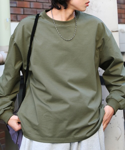 NAKER(ネイカー)の「細ピッチボーダーロンT(Tシャツ/カットソー・メンズ・ブルー/ブラック/カーキ・S/M/L/XL)」の13枚目の写真
