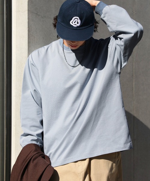 NAKER(ネイカー)の「細ピッチボーダーロンT(Tシャツ/カットソー・メンズ・ブルー/ブラック/カーキ・S/M/L/XL)」の18枚目の写真