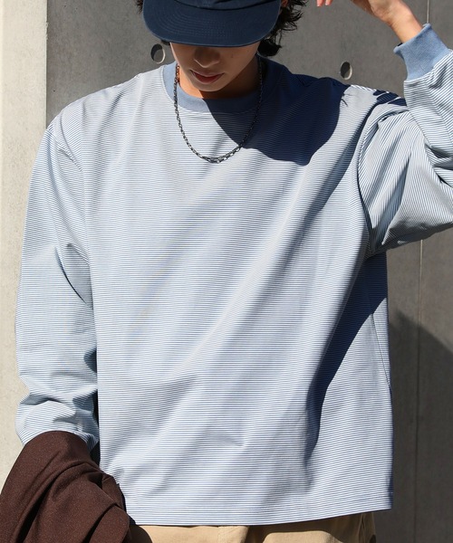 NAKER(ネイカー)の「細ピッチボーダーロンT(Tシャツ/カットソー・メンズ・ブルー/ブラック/カーキ・S/M/L/XL)」の19枚目の写真