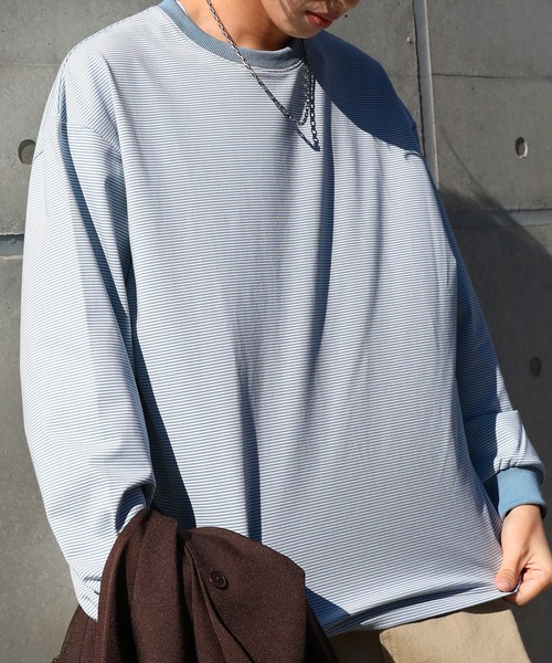 NAKER(ネイカー)の「細ピッチボーダーロンT(Tシャツ/カットソー・メンズ・ブルー/ブラック/カーキ・S/M/L/XL)」の20枚目の写真