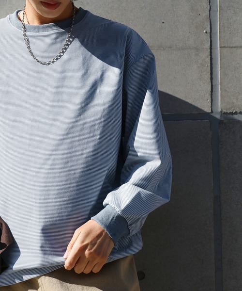 NAKER(ネイカー)の「細ピッチボーダーロンT(Tシャツ/カットソー・メンズ・ブルー/ブラック/カーキ・S/M/L/XL)」の21枚目の写真