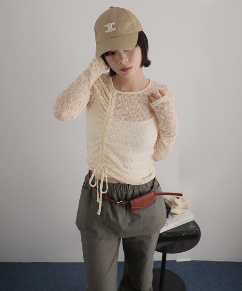 Ulysses(ユリシス)の「アシンメトリードロスト袖ストレッチレーストップス(Tシャツ/カットソー・レディース・ブラック/ナチュラル・M)」の17枚目の写真