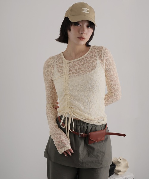 Ulysses(ユリシス)の「アシンメトリードロスト袖ストレッチレーストップス(Tシャツ/カットソー・レディース・ブラック/ナチュラル・M)」の20枚目の写真