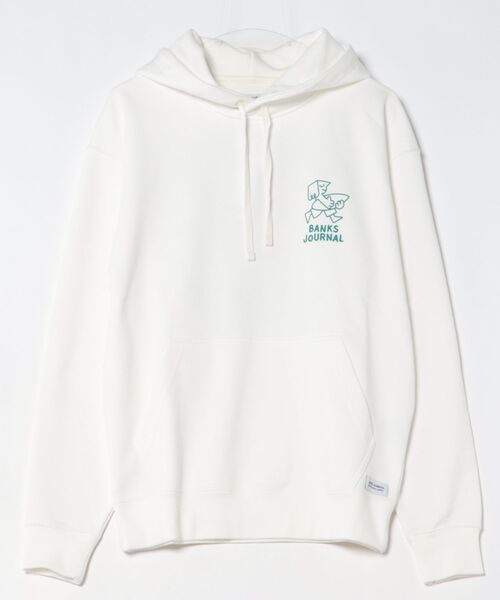 BANKS（バンクス）の「HOODIE/BANKS JOURNAL/バンクスジャーナル バッグプリント ロゴプリント プルオーバーパーカー（パーカー・メンズ・ブラック/ヘザーグレー/ホワイト・MEDIUM/LARGE）」の2枚目の写真