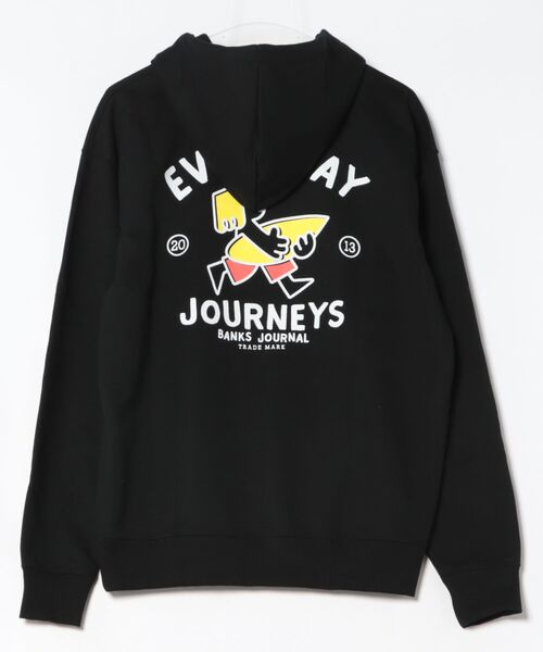 BANKS（バンクス）の「HOODIE/BANKS JOURNAL/バンクスジャーナル バッグプリント ロゴプリント プルオーバーパーカー（パーカー・メンズ・ブラック/ヘザーグレー/ホワイト・MEDIUM/LARGE）」の4枚目の写真