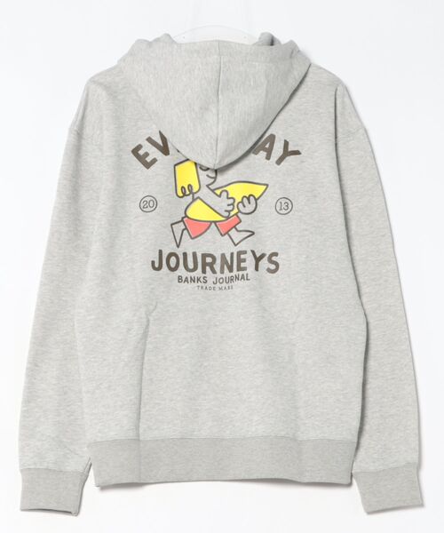 BANKS（バンクス）の「HOODIE/BANKS JOURNAL/バンクスジャーナル バッグプリント ロゴプリント プルオーバーパーカー（パーカー・メンズ・ブラック/ヘザーグレー/ホワイト・MEDIUM/LARGE）」の6枚目の写真