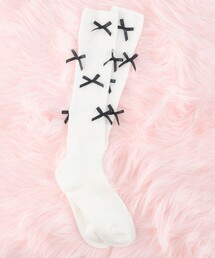 CAROLINA GLASER | リボン付き リブ ハイソックス(ソックス/靴下)