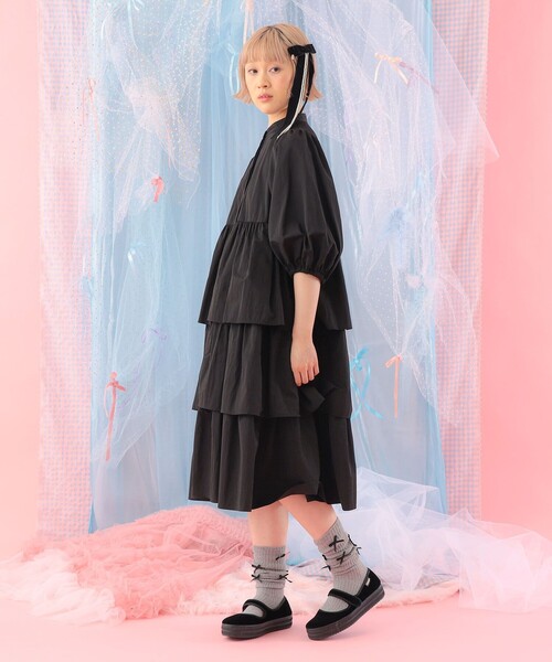 CAROLINA GLASER（カロリナ グレイサー）の「リボン付き リブ ハイソックス（ソックス/靴下・レディース・ホワイト/グレー/ブラック・ONE SIZE）」の9枚目の写真