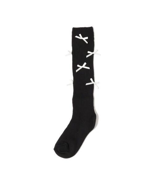 CAROLINA GLASER（カロリナ グレイサー）の「リボン付き リブ ハイソックス（ソックス/靴下・レディース・ホワイト/グレー/ブラック・ONE SIZE）」の18枚目の写真