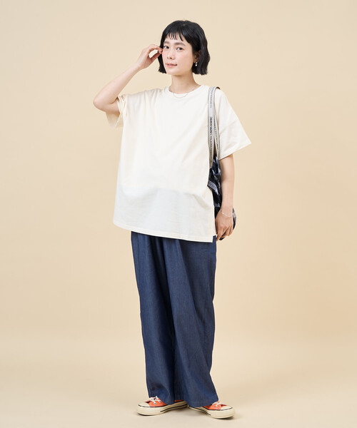 FREAK'S STORE(フリークスストア)の「限定展開 レーヨン デニム イージーパンツ(デニムパンツ・レディース・ブラック/グレー/ネイビー/サックスブルー・SMALL/LARGE/MEDIUM)」の12枚目の写真