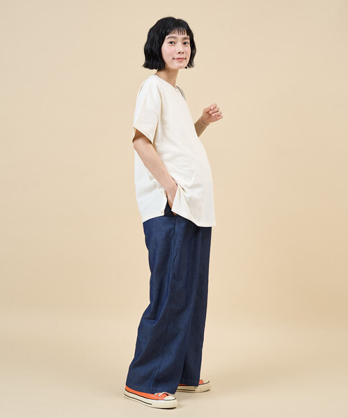 FREAK'S STORE(フリークスストア)の「限定展開 レーヨン デニム イージーパンツ(デニムパンツ・レディース・ブラック/グレー/ネイビー/サックスブルー・SMALL/LARGE/MEDIUM)」の5枚目の写真