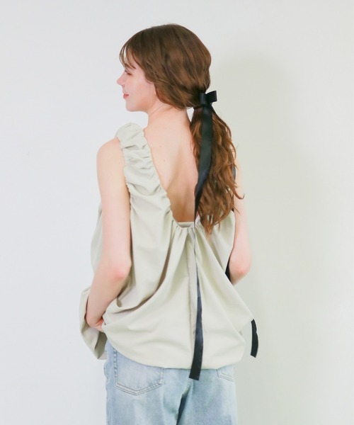 mic by Olu.（ミックバイオルドット）の「ルーシュバルーンワンピース（ワンピース・レディース・ブラウン/アイボリー・FREE）」の2枚目の写真