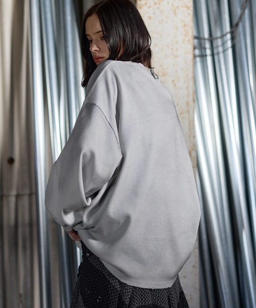 ERAR（エラー）の「【ERAR】ヴィンテージライクハイダメージワッフルクルーネックロンT（Tシャツ/カットソー・メンズ・ブラック/ホワイト・S/M/L/XL）」の6枚目の写真