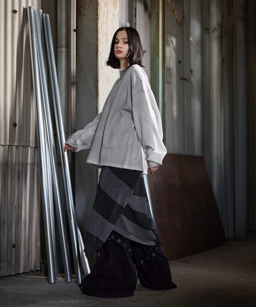 ERAR（エラー）の「【ERAR】ヴィンテージライクハイダメージワッフルクルーネックロンT（Tシャツ/カットソー・メンズ・ブラック/ホワイト・S/M/L/XL）」の8枚目の写真