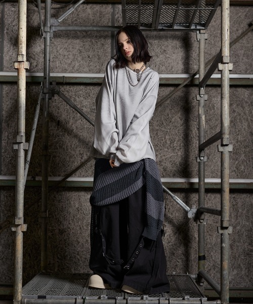 ERAR（エラー）の「【ERAR】ヴィンテージライクハイダメージワッフルクルーネックロンT（Tシャツ/カットソー・メンズ・ブラック/ホワイト・S/M/L/XL）」の14枚目の写真