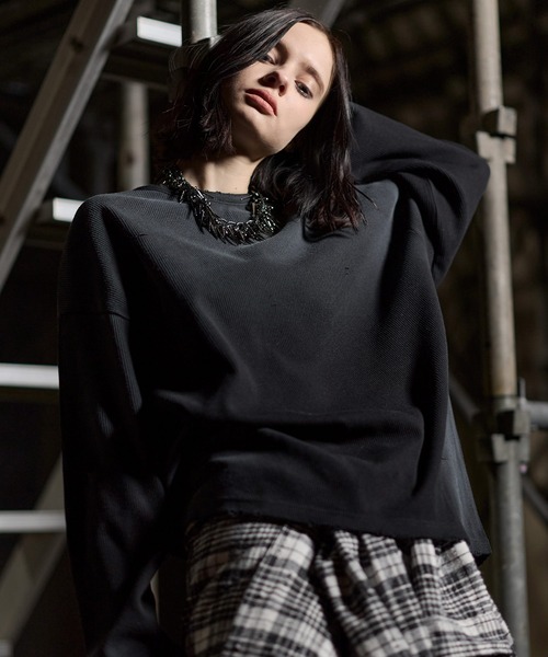 ERAR（エラー）の「【ERAR】ヴィンテージライクハイダメージワッフルクルーネックロンT（Tシャツ/カットソー・メンズ・ブラック/ホワイト・S/M/L/XL）」の19枚目の写真