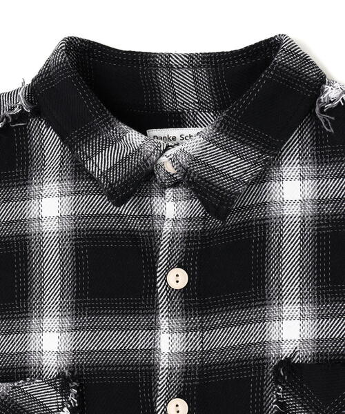DANKE SCHON（ダンケシェーン）の「DankeSchon/ダンケシェーン/FLANNEL DAMAGE OMBRE BLEACH SHIRTS（シャツ/ブラウス・レディース・ブルー/ホワイト/レッド・L）」の5枚目の写真