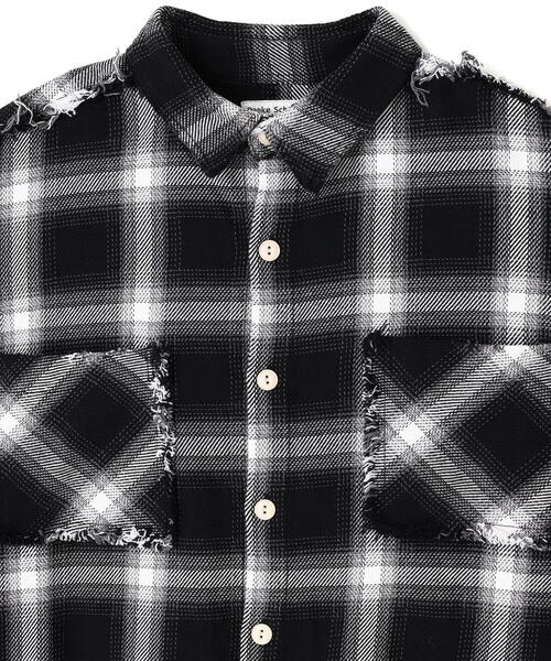 DANKE SCHON（ダンケシェーン）の「DankeSchon/ダンケシェーン/FLANNEL DAMAGE OMBRE BLEACH SHIRTS（シャツ/ブラウス・レディース・ブルー/ホワイト/レッド・L）」の6枚目の写真