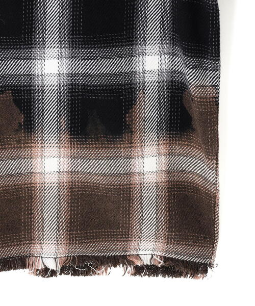DANKE SCHON（ダンケシェーン）の「DankeSchon/ダンケシェーン/FLANNEL DAMAGE OMBRE BLEACH SHIRTS（シャツ/ブラウス・レディース・ブルー/ホワイト/レッド・L）」の8枚目の写真