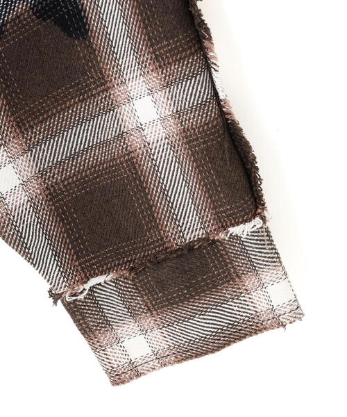 DANKE SCHON（ダンケシェーン）の「DankeSchon/ダンケシェーン/FLANNEL DAMAGE OMBRE BLEACH SHIRTS（シャツ/ブラウス・レディース・ブルー/ホワイト/レッド・L）」の9枚目の写真