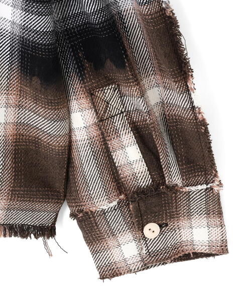 DANKE SCHON（ダンケシェーン）の「DankeSchon/ダンケシェーン/FLANNEL DAMAGE OMBRE BLEACH SHIRTS（シャツ/ブラウス・レディース・ブルー/ホワイト/レッド・L）」の10枚目の写真