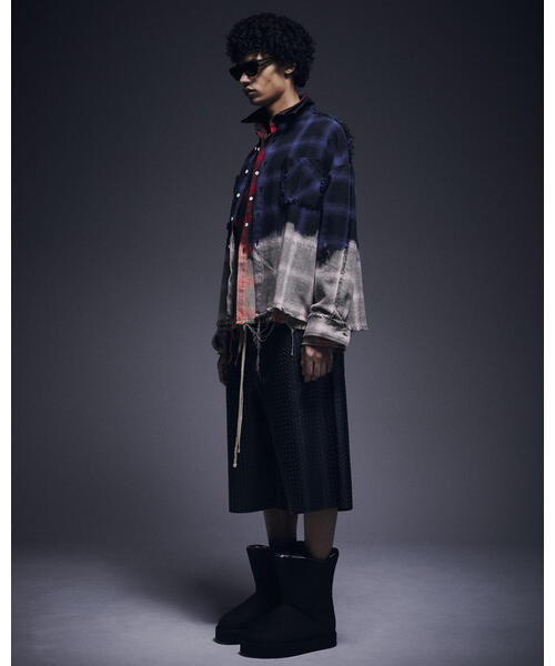 DANKE SCHON（ダンケシェーン）の「DankeSchon/ダンケシェーン/FLANNEL DAMAGE OMBRE BLEACH SHIRTS（シャツ/ブラウス・レディース・ブルー/ホワイト/レッド・L）」の15枚目の写真