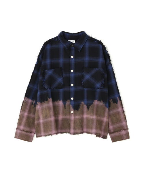 DANKE SCHON（ダンケシェーン）の「DankeSchon/ダンケシェーン/FLANNEL DAMAGE OMBRE BLEACH SHIRTS（シャツ/ブラウス・レディース・ブルー/ホワイト/レッド・L）」の19枚目の写真
