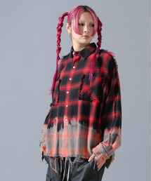 DankeSchon/ダンケシェーン/FLANNEL DAMAGE OMBRE BLEACH SHIRTS