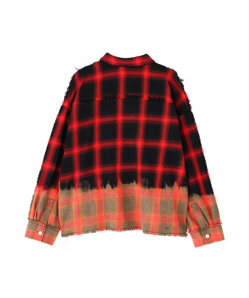 DANKE SCHON（ダンケシェーン）の「DankeSchon/ダンケシェーン/FLANNEL DAMAGE OMBRE BLEACH SHIRTS（シャツ/ブラウス・レディース・ブルー/ホワイト/レッド・L）」の22枚目の写真