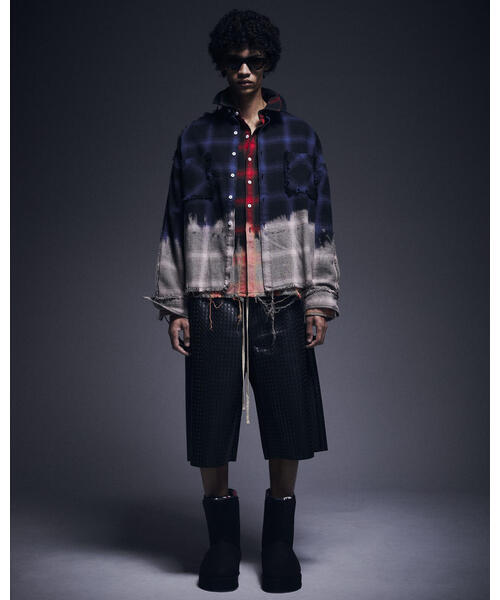DANKE SCHON（ダンケシェーン）の「DankeSchon/ダンケシェーン/FLANNEL DAMAGE OMBRE BLEACH SHIRTS（シャツ/ブラウス・レディース・ブルー/ホワイト/レッド・L）」の14枚目の写真