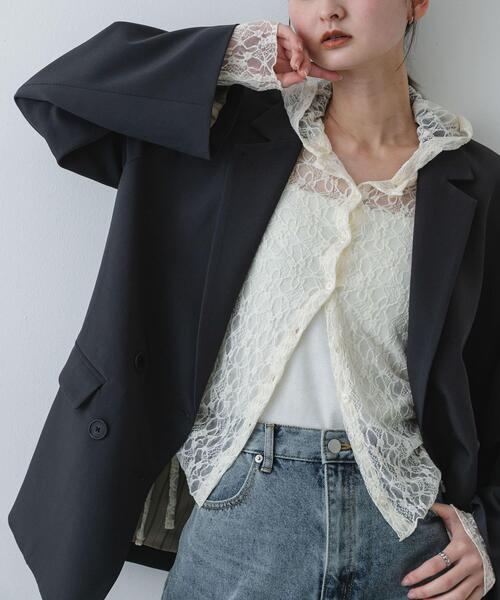 SENSE OF PLACE by URBAN RESEARCH（センスオブプレイスバイアーバンリサーチ）の「『洗濯可』フーディレースカットトップ（その他トップス・レディース・ブラック/アイボリー/ベージュ・ONE）」の2枚目の写真