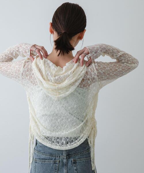 SENSE OF PLACE by URBAN RESEARCH（センスオブプレイスバイアーバンリサーチ）の「『洗濯可』フーディレースカットトップ（その他トップス・レディース・ブラック/アイボリー/ベージュ・ONE）」の8枚目の写真