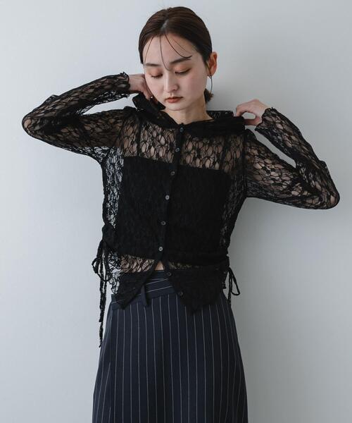 SENSE OF PLACE by URBAN RESEARCH（センスオブプレイスバイアーバンリサーチ）の「『洗濯可』フーディレースカットトップ（その他トップス・レディース・ブラック/アイボリー/ベージュ・ONE）」の13枚目の写真