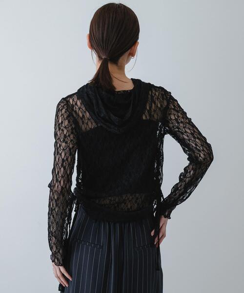 SENSE OF PLACE by URBAN RESEARCH（センスオブプレイスバイアーバンリサーチ）の「『洗濯可』フーディレースカットトップ（その他トップス・レディース・ブラック/アイボリー/ベージュ・ONE）」の15枚目の写真