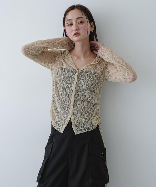 SENSE OF PLACE by URBAN RESEARCH（センスオブプレイスバイアーバンリサーチ）の「『洗濯可』フーディレースカットトップ（その他トップス・レディース・ブラック/アイボリー/ベージュ・ONE）」の22枚目の写真