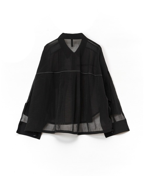 AULA AILA（アウラアイラ）の「ステッチポイントシアーシャツ（シャツ/ブラウス・レディース・ブラウン/グレイッシュベージュ/ブラック・0）」の19枚目の写真