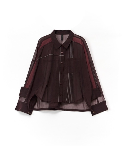 AULA AILA（アウラアイラ）の「ステッチポイントシアーシャツ（シャツ/ブラウス・レディース・ブラウン/グレイッシュベージュ/ブラック・0）」の21枚目の写真