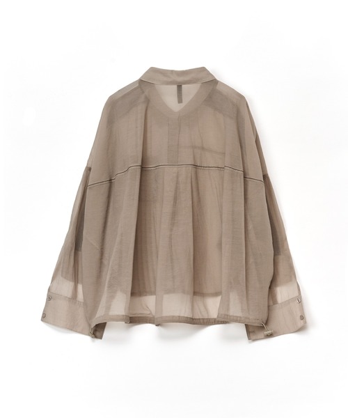 AULA AILA（アウラアイラ）の「ステッチポイントシアーシャツ（シャツ/ブラウス・レディース・ブラウン/グレイッシュベージュ/ブラック・0）」の17枚目の写真