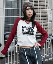 WEGO | WEGO/【26年春新作】サイドドロストキーネックロンT(Tシャツ/カットソー)